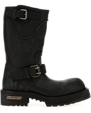Balenciaga Slate Leather Venom Boots - Black