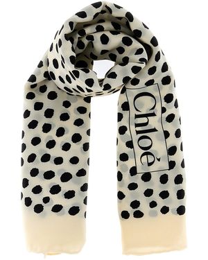 Chloé Printed Silk Chloé Spotted Foulard - Black