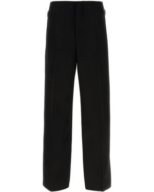 McQueen Wool Wide-Leg Pant - Black