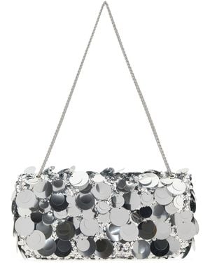 Rabanne Embellished Fabric Sparkle Baguette Shoulder Bag - Metallic