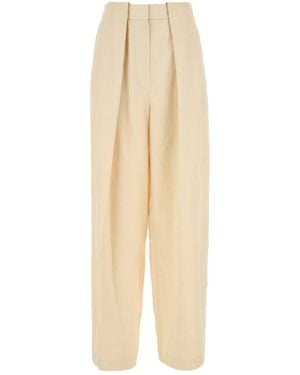 Stella McCartney Wide Butter-Coloured Trousers - Natural