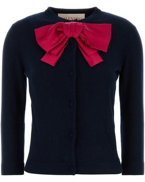 Valentino Garavani Navy Blue Wool Cardigan