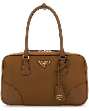 Prada Borsa a mano Re-Edition 1978 media in tela caramello - Marrone