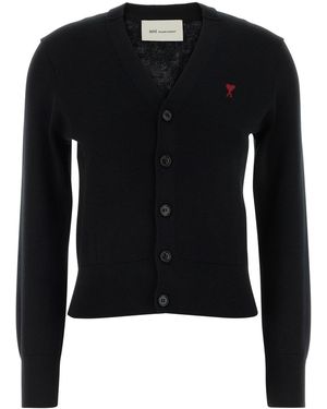 Ami Paris Black Wool Cardigan