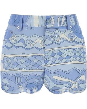 PUCCI Printed Cotton Shorts - Blue