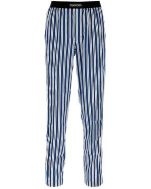 Tom Ford Pantalone pigiama in raso stretch stampato - Blu