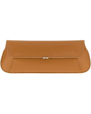 AMINA MUADDI Camel Leather Ami Clutch - Brown