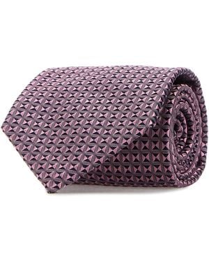 Brioni Embroidered Silk Tie - Purple