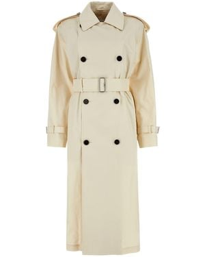 Burberry Ivory Gabardine Trench Coat - Natural