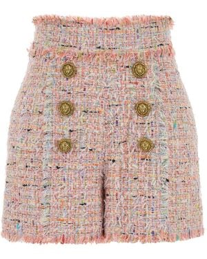Balmain Multicolour Tweed Shorts - Pink