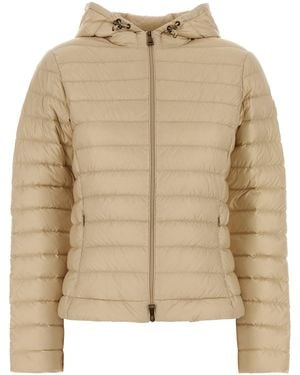 Moncler Sand Nylon Igelhood Down Jacket - Natural