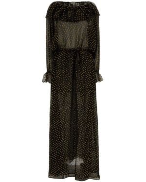 Bode Embroidered Silk Blend Stadium Dress - Black