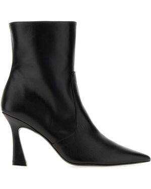 Stuart Weitzman Black Leather Vinnie Ankle Boots
