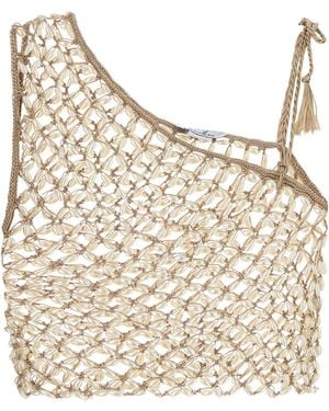 MY BEACHY SIDE Embellished Crochet Serene Top - Natural
