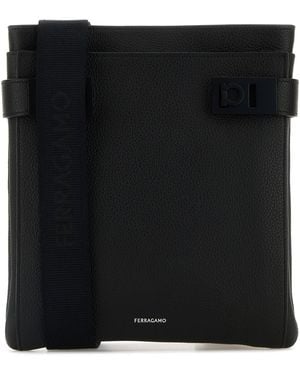 Ferragamo Borsa a tracolla in pelle nera - Nero