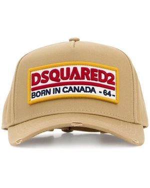 DSquared² Cappello da baseball in cotone beige - Multicolore