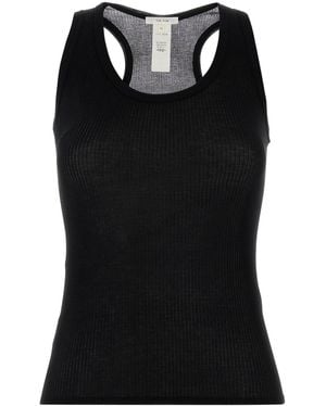 The Row Knitted Scoop Neck Top - Black