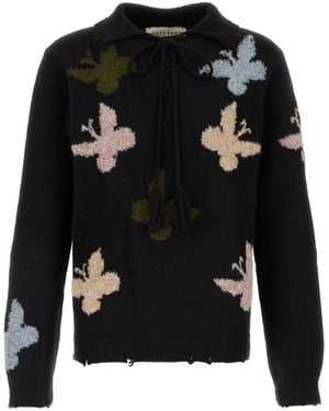 BAZISZT Black Alpaca Blend Bowrain Jumper
