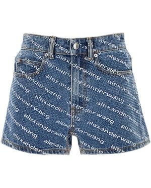 Alexander Wang Printed Denim Shorts - Blue
