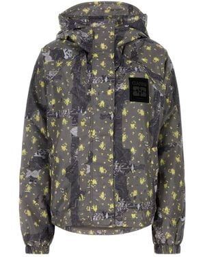 Ganni Printed Nylon Jacket - Gray