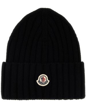Moncler Black Wool Beanie Hat