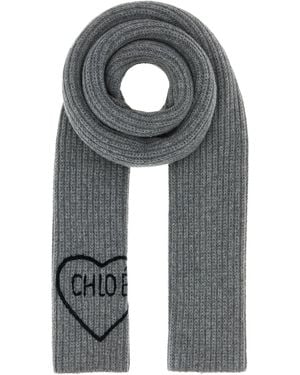 Chloé Sciarpa Chloé Encoeur in misto lana grigia - Grigio