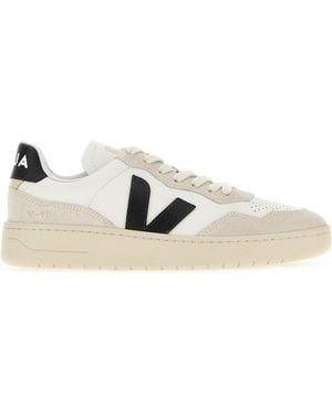 Veja Multicolour Leather And Suede V-90 Trainers - White