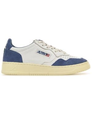 Autry Two-Tone Leather And Suede Medalist Sneakers - Blue