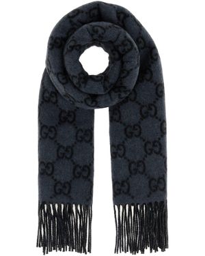 Gucci Sciarpa in cashmere ricamato - Nero