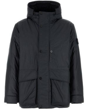 Stone Island Midnight Blue Nylon And Polyester Parka - Black