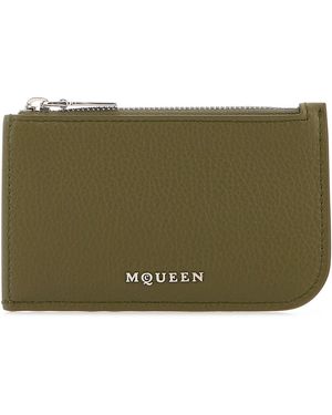 McQueen Army Leather Card Holder - Green