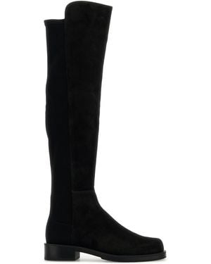 Stuart Weitzman Stivali 5050 neri in pelle scamosciata e tessuto - Nero