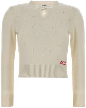 Chloé Maglione in misto lana bianco