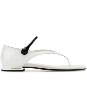 Miu Miu Sandali infradito in pelle bianca - Bianco
