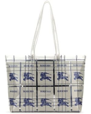 Burberry Borsa shopping in pvc ricamato - Bianco