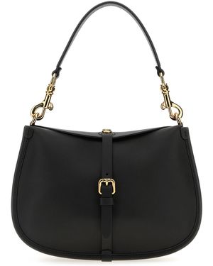 Etro Black Leather Medium Pony Shoulder Bag