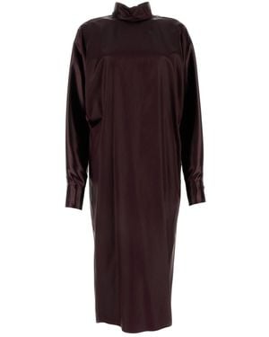 Ferragamo Salvatore Burgundy Satin Dress - Purple