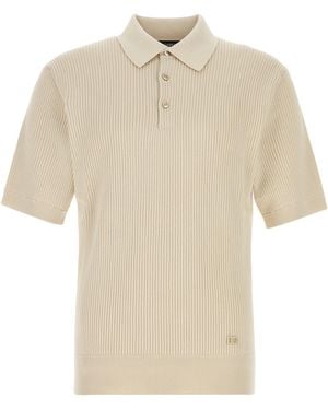 Dolce & Gabbana Cream Cotton Ribbed Polo - Natural