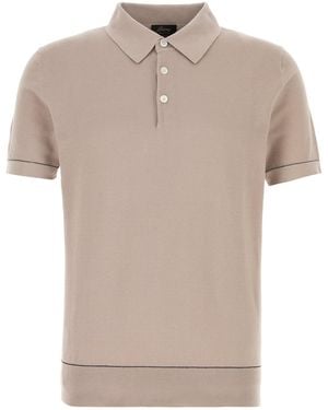 Brioni Antiqued Pink Cotton Polo Shirt - Natural