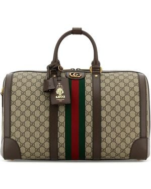 Gucci Borsa da viaggio Savoy media in tessuto GG e pelle - Marrone