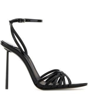 Le Silla Black Leather Synthetic Leather Bella Sandals