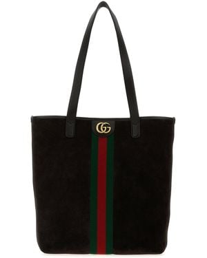 Gucci Borsa shopping Ophidia in pelle scamosciata nera - Nero