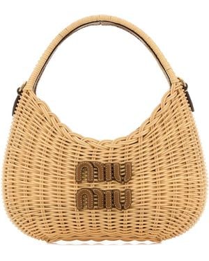 Miu Miu Borsa a mano in rafia - Metallizzato