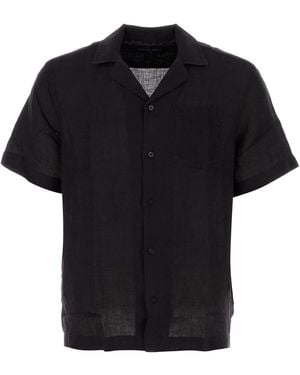 Frescobol Carioca Black Linen Angelo Shirt