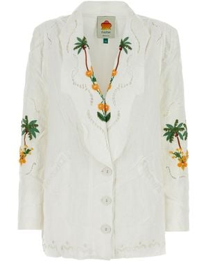 FARM Rio MACAW EMBROIDERED RICHELIEU - Bianco