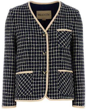 Valentino Garavani Embroidered Tweed Blazer - Black