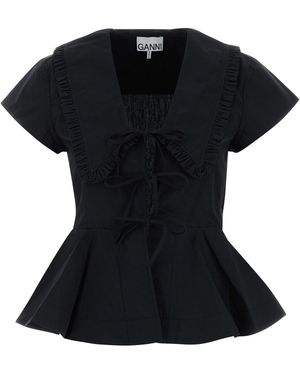 Ganni Top in popeline nero