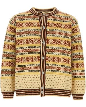Bode Embroidered Wool Marzipan Cardigan - Natural