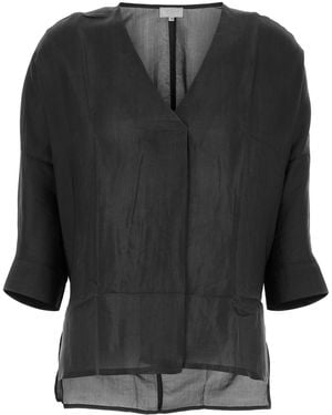THE ROSE IBIZA Black Silk Endochina Blouse