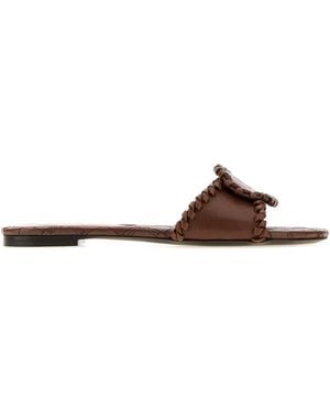 Burberry Chocolate Leather Slippers - Brown